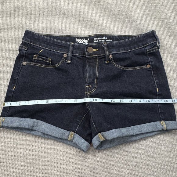 Mossimo Womens Mid-Rise Midi Denim Shorts Size 4 Blue Cuffed Hem Stretch Pockets - Picture 8 of 11